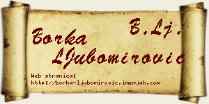 Borka LJubomirović vizit kartica